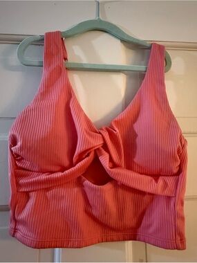 Ribbed Twist-Front Bathing Suit Top
